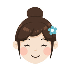 Adorable Girl with Happy Smile Expression Cute Cartoon Illustration