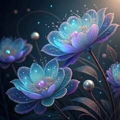 Obraz premium Enchanted Luminescent Flowers Digital Art of Glowing Floral Fantasy