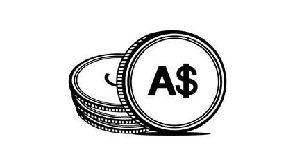 Australian Dollar currency symbol, Black isolated silhouette