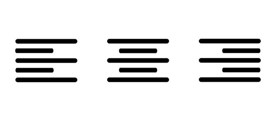 Modern formatting icon pack. Used for linear ui design featuring center, right and left alignment for mobile and web apps.