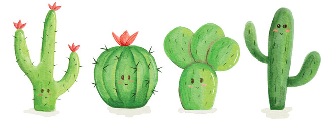 Cute Cactus watercolor illustration