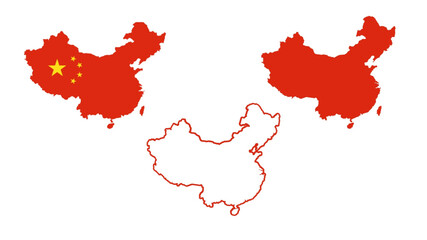 Set of China map isolated on white background, vector illustration design