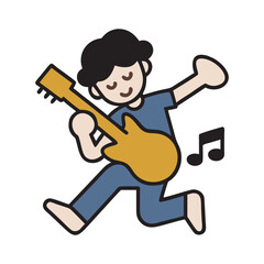 Little Boy Dancing With Toy Guitar