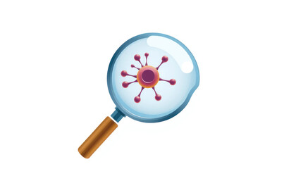 Magnifying Glass Focusing on Microscopic Structure with Colorful Cells for Science and Health Concepts