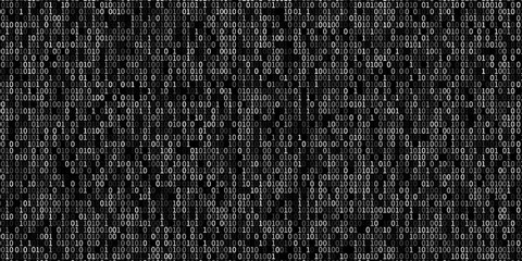 Fototapeta premium numbers 01 on black numerical code sequence for data science and software development, with dynamic numbers crunching and data processing on tech background