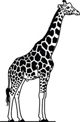 Naklejka premium A sleek silhouette of a giraffe, capturing its distinctive long neck and graceful form. This design is perfect for wildlife-themed projects.