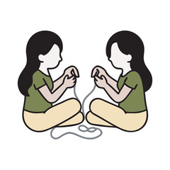 Girls Making Handmade Friendship Bracelets Together