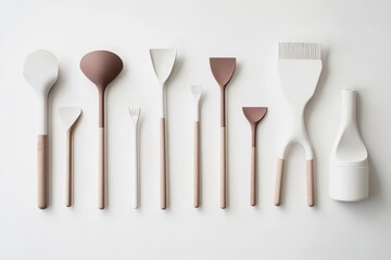 Elegant Collection of Modern Kitchen Utensils on White Background