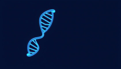 Neon Blue DNA Strand on Dark Background Representing Genetic Research and Science, Innovation, and Biotech Concepts in Molecular Biology