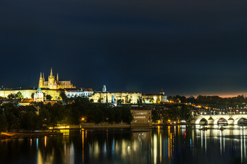 beatiful landscape of an old Prague tonight