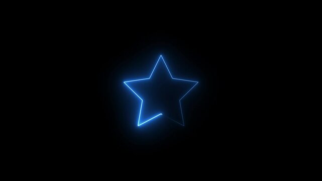 Neon star moving light animation in 4096x2160 for loop disco and club bg. Black background star neon motion graphic Glamour glitter backdrop for a holiday celebration party. Stage light star video