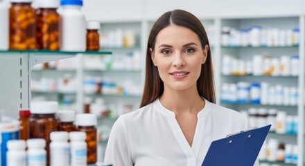 Pharmacy Event Featuring Professional Pharmacist Local Pharmacy Business Image Health Environment Eye-Level View Community Care Concept for SEO Impact