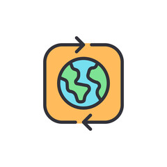 World Globe With Rotating Arrows Symbolize Global Connectivity Concept