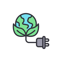 Concept Of Renewable Energy With Globe And Electrical Plug Connected