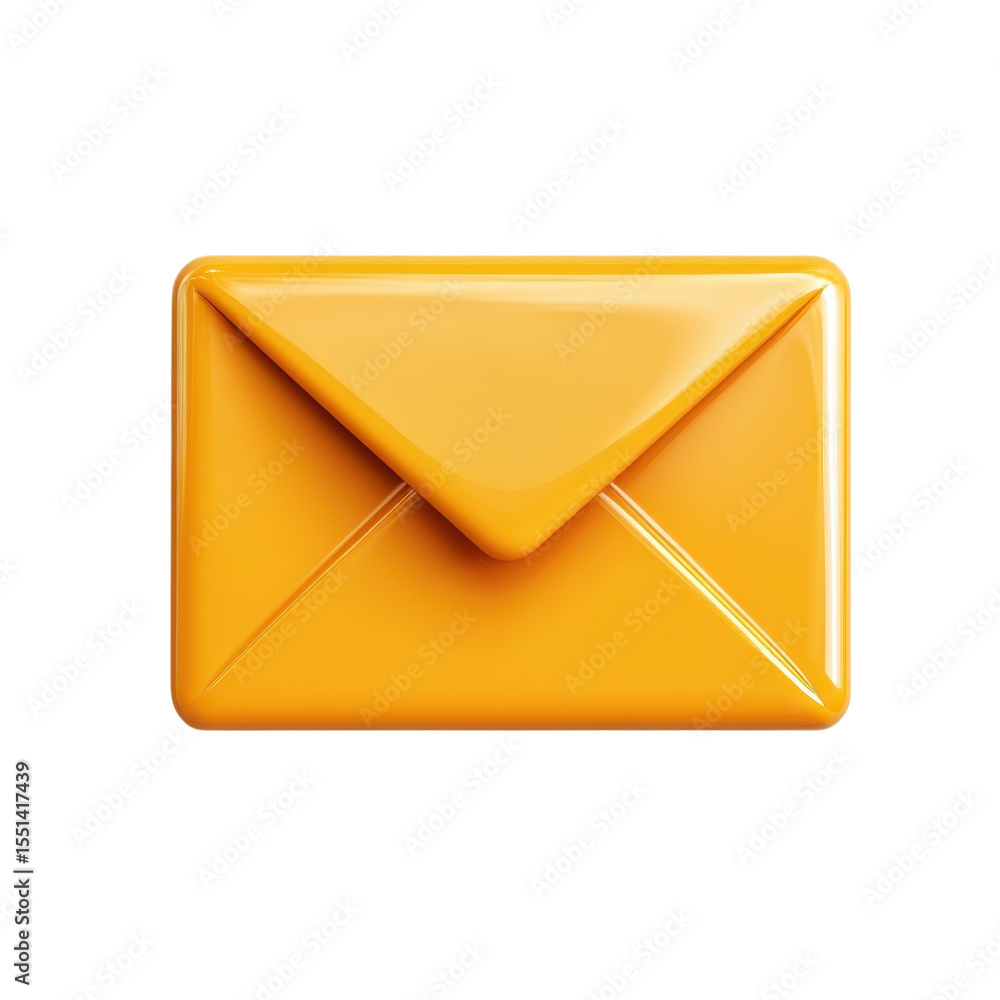 Poster golden mail envelope mockup on black send a message online communication on transparent background
