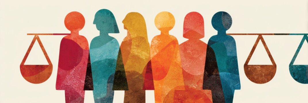 Gender Equality Icons Balanced in Scale Symbolize Harmony in Social Justice and Human Rights Across Diverse Communities and Cultures