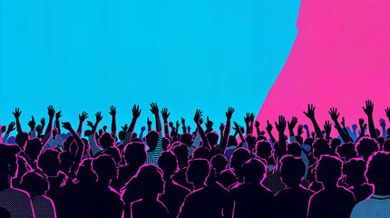 Festival Vibes: Pop Art Crowd Stylized Concert Audience