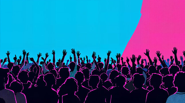 Festival Vibes: Pop Art Crowd Stylized Concert Audience