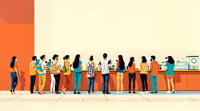  Pop Art Illustration of a Coffee Shop Line