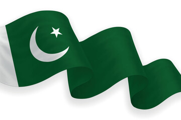 Pakistan national flag waving on white background
