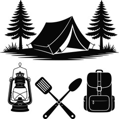 set of camping icons