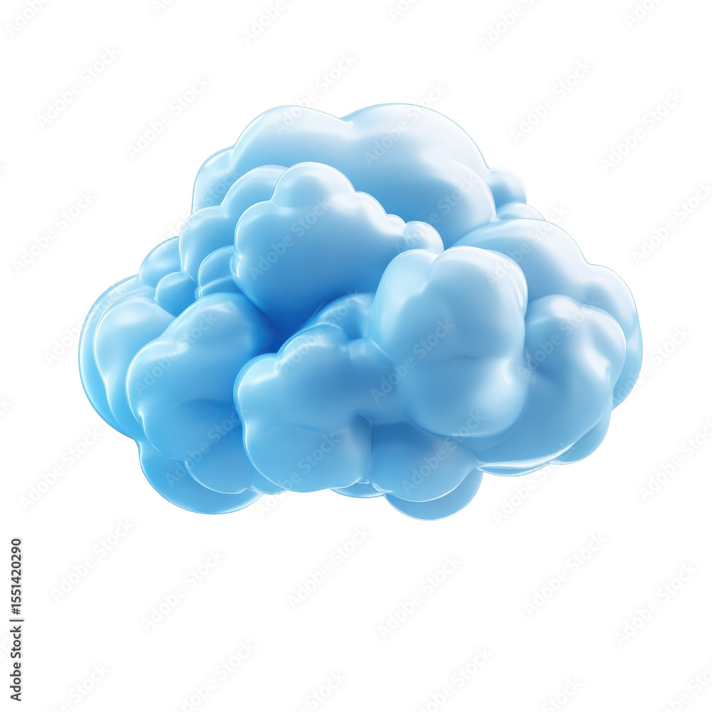 Fototapete abstract blue cloud formation 3d rendering sky atmosphere weather forecast on transparent background