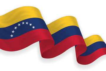 Venezuela national flag waving on white background