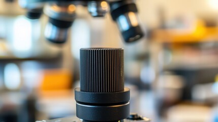 Naklejka premium Close-Up View of Camera Lens and Microscope Equipment Setup