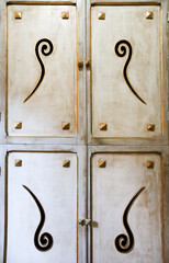 Old wooden door with decorative details