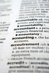 English Definition Dictionary Of Printed Word -  Accounting Close Up