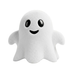 3d icon of a cute fluffy white ghost 3d icon isolated on transparent background