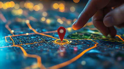 Detailed map featuring two vibrant pins marking the starting point and destination, symbolizing GPS navigation and efficient route planning for seamless travel 32685916 1