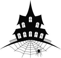 halloween house with bats and moon