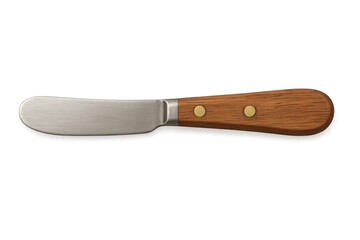 Butter knife with wooden handle on transparent background