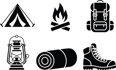 camping icons set
