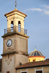 The Clock Tower in The Main square of Chinchilla de Montearagon town