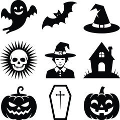 halloween icons set