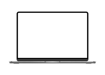 Laptop mockup on transparent background. Blank monitor screen. Gadget. Computer. Light titanium color.