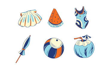 Sunny Day Beach Trip Items Design 