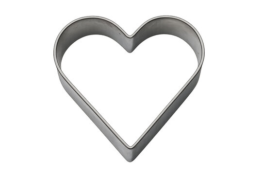 Metallic heart shaped cookie cutter on transparent background - Powered by Adobe