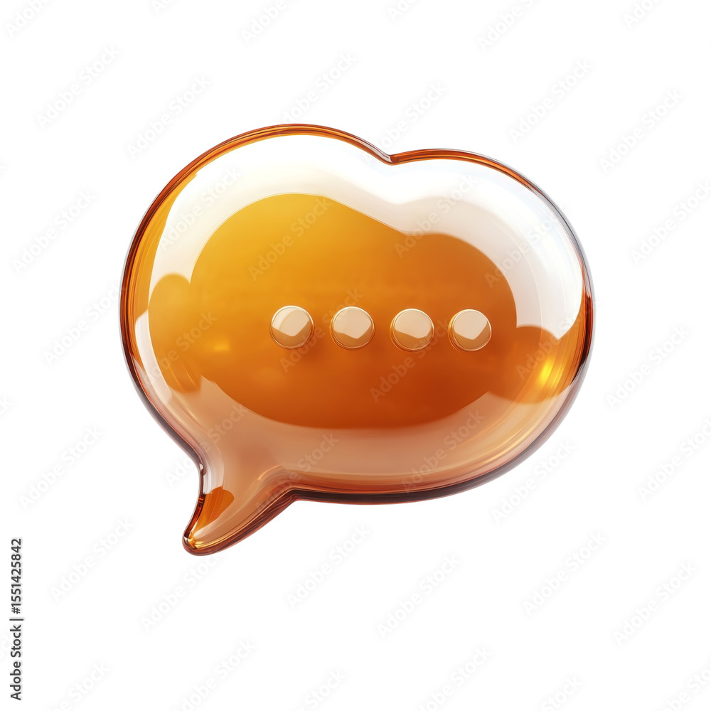 Poster golden conversation bubble with ellipsis message chat talk communication on transparent background