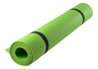 Roll of yoga mat isolated on transparent background