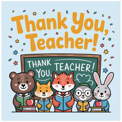 Fototapeta premium World Teachers? Day cartoon flyer 5.eps