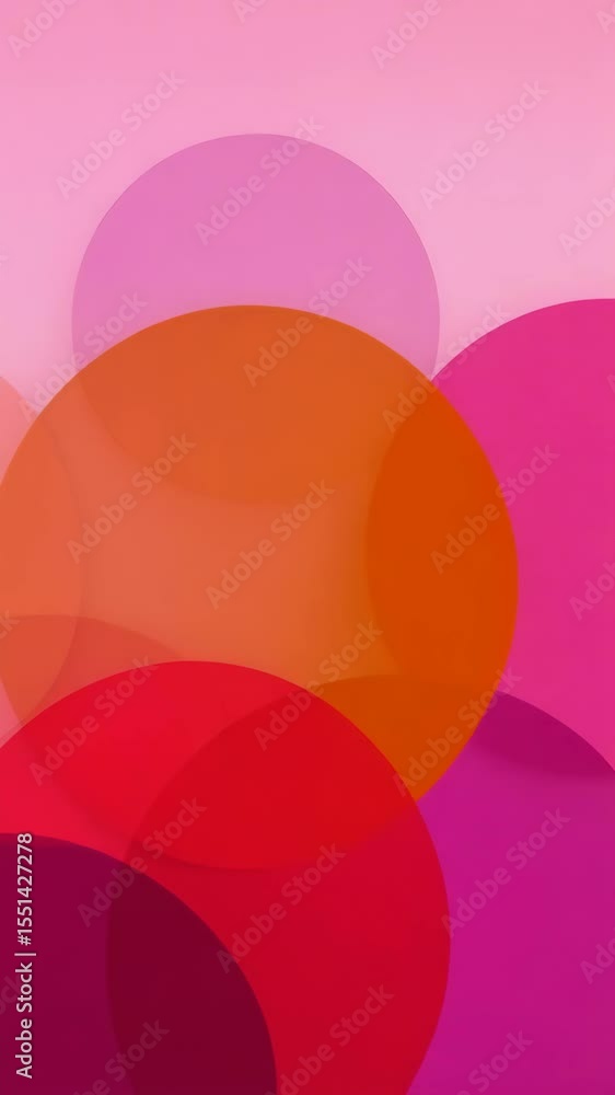 Poster abstract background with overlapping colorful circles in pink, orange, and red tones creating a vibr