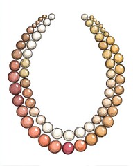 Obraz premium Cartoon Necklace. Pearl Necklace in Warm Gradient Line Drawing
