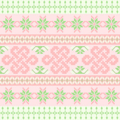 Geometric Pixelated Ethnic Textile Art