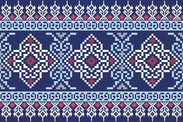 Geometric Pixelated Ethnic Textile Art