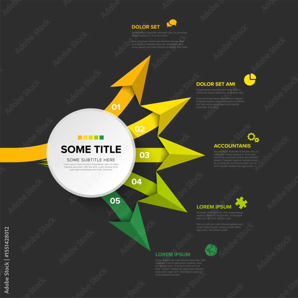 Poster a versatile modern business infographic template showcasing a sequential process with numbered arrow