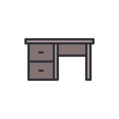 Isolated Illustration Of A Wooden Desk With Drawers And Open Space