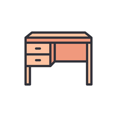 Illustration Of A Neat Desk With Drawers On A Transparent Background